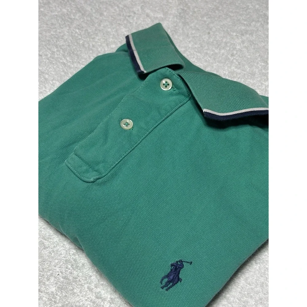 Polo Ralph Lauren Classic Fit Mesh Polo Shirt Mens XL Green Blue White TipCollar